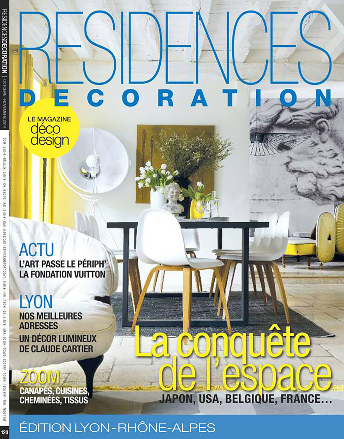 Parution presse RÉSIDENCES DÉCORATION 2014 Claude Cartier décoration architecte d'intérieur à Lyon.