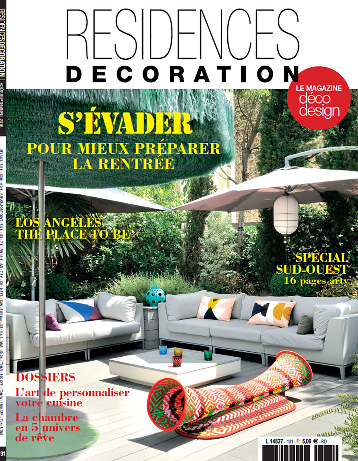 Parution presse RESIDENCES DECORATION 2016 Claude Cartier décoration architecte d'intérieur à Lyon.